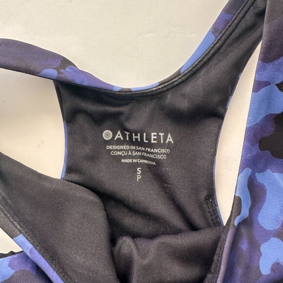 Athleta Blue Camo Conscious Crop Bikini Top Small Cups A-C - Picture 3 of 12